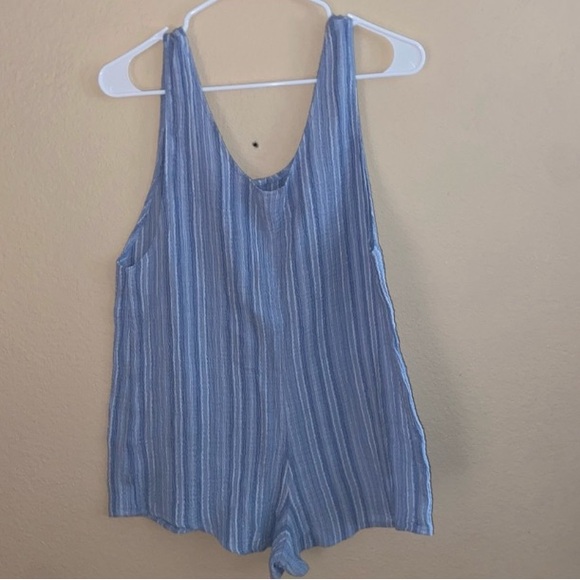 blue romper overalls y2k summer fashion mini dress bottoms cute sleeveless top - Picture 9 of 9